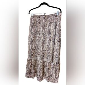 CATO Women's Silver, Gold, Cream Paisley Fully Lined Boho Skirt SZ L